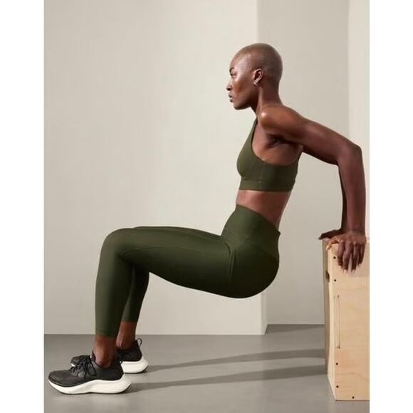 NWT Athleta Interval Stash High Rise 7/8 Leggings Aspen Olive Size Large Pocket - Picture 16 of 16